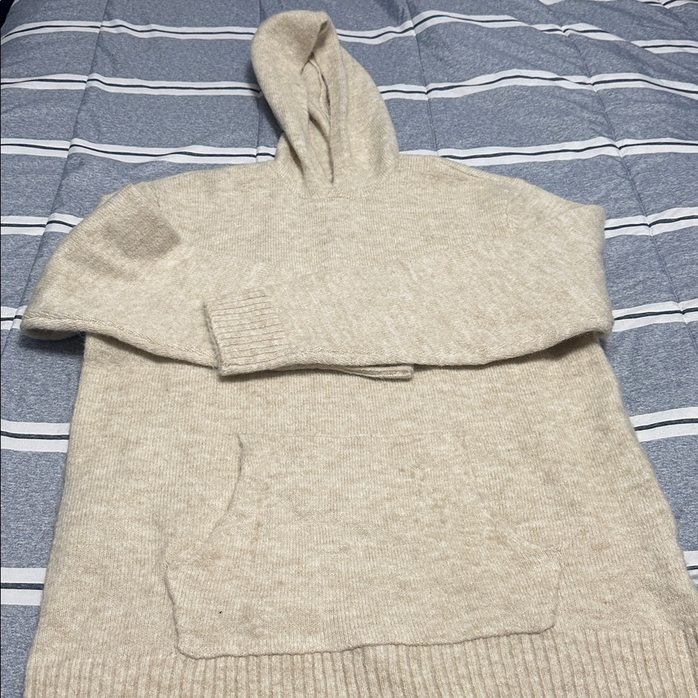 Old Navy Hooded Cream Knit Sweater